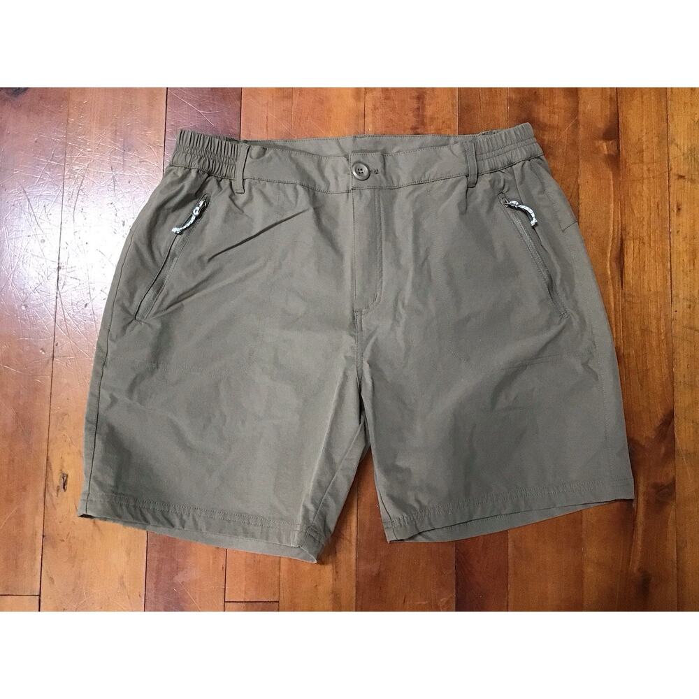 OUTDOORSPORTS Men's Sz L Brown Hiking Shorts Elastic Waist Zip Pockets Gorpcore